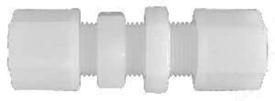 17091N (17-091N) by Midland | Plastic Compression Fitting | Bulkhead Union | 1/2" Tube OD x 1/2" Tube OD | Straight | White Nylon