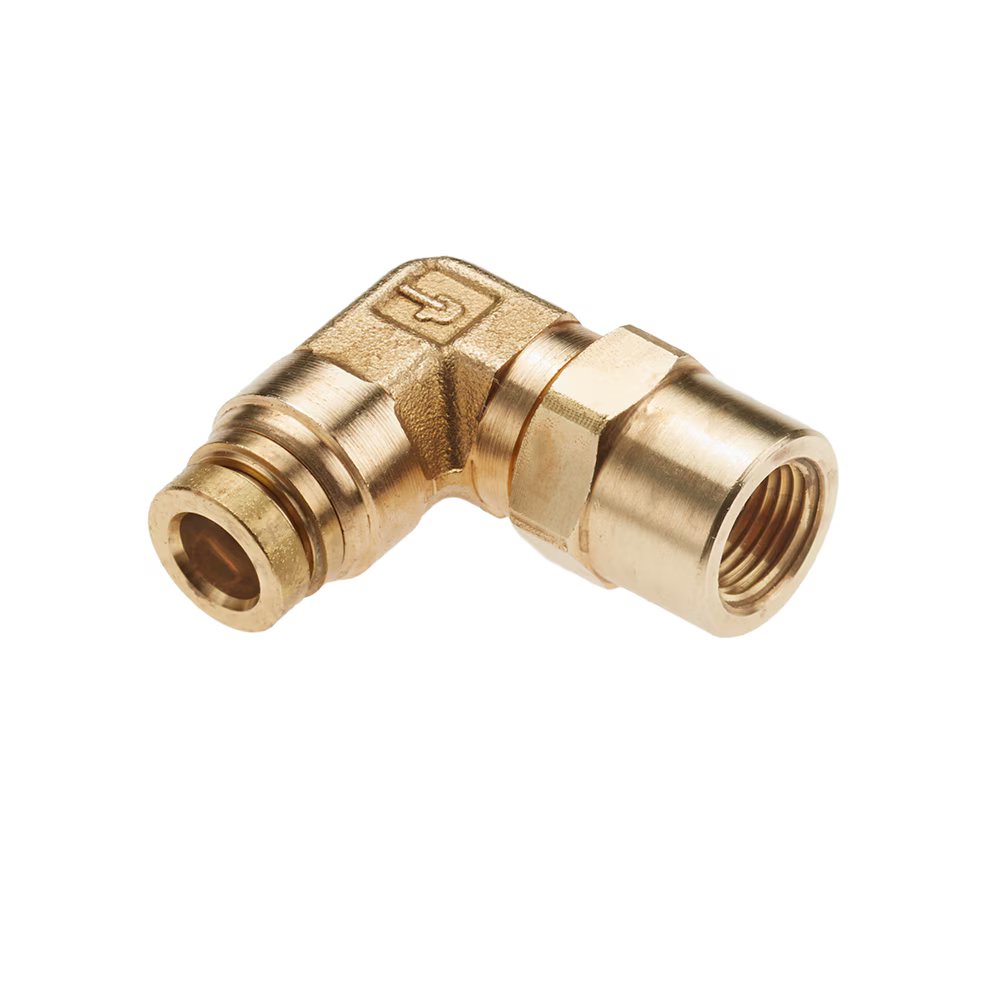 170PTC-4-2 by Parker | Threaded Fitting | 1/4" Swivel Push-to-Connect x 1/8" Female NPT Thread | 90° Elbow | Brass | Pack of 5