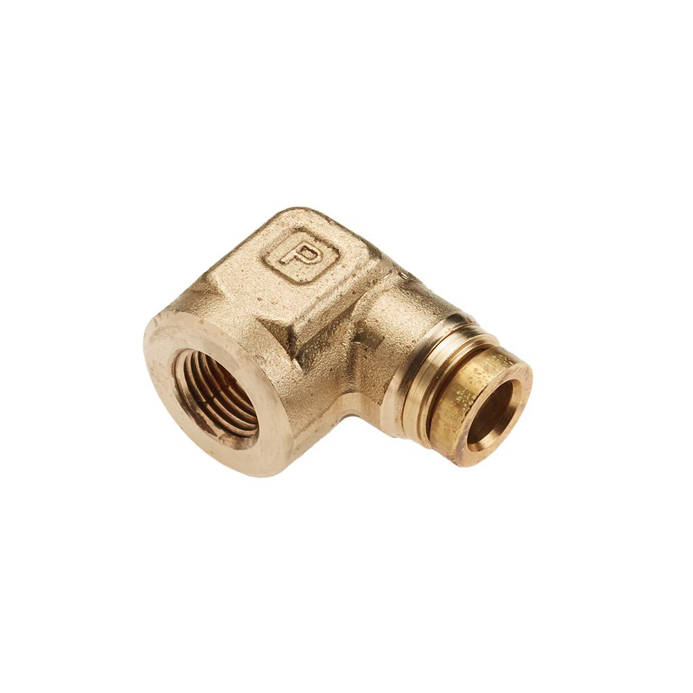 170PTCNS-4-4 by Parker | Threaded Fitting | 1/4" Rigid Push-to-Connect x 1/4" Female NPT Thread | 90° Elbow | Brass | Pack of 5