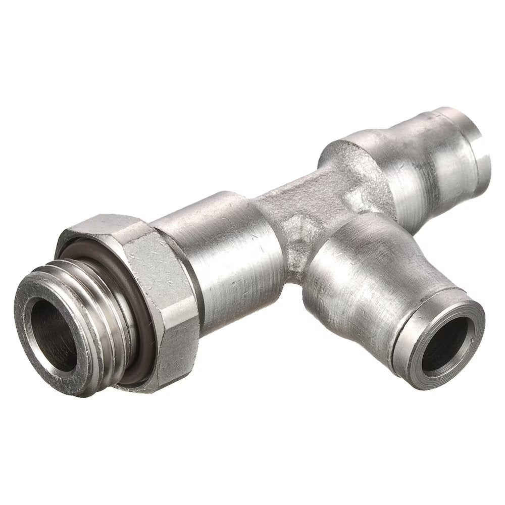 171PLM-12M-6G by Parker | Prestolok PLM Metal Push-to-Connect Fittings | Threaded Fitting | 12mm Tube Size x 3/8" Male BSPP Threads | 23.00mm Height | 40.50mm Width | 67.50mm Length | Tee | Electroless Nickel-Plated Brass | Pack of 5