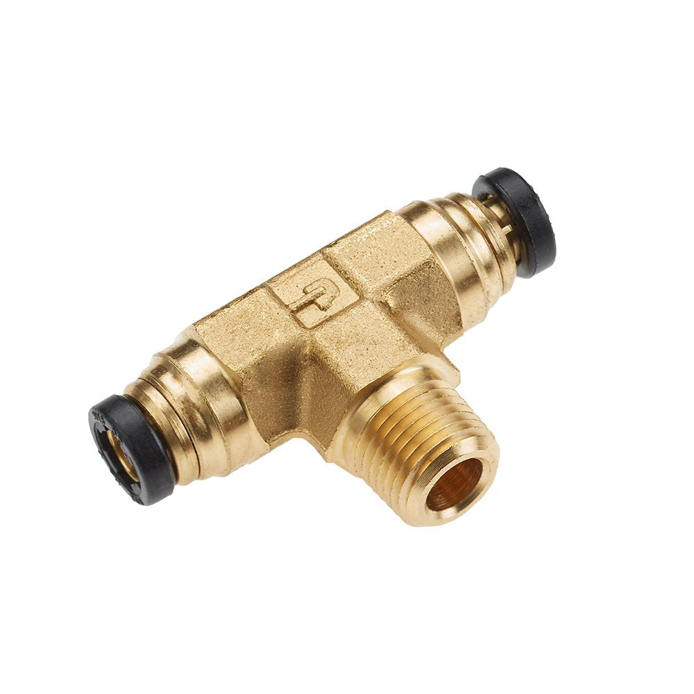 172PTCNS-4-2 by Parker | Threaded Fitting | 1/4" Rigid Push-to-Connect x 1/8" Male NPT Thread | 1.82" Length | Tee | Brass | Pack of 5