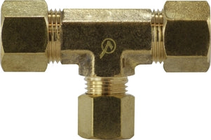 700084-040406 by Midland | Lead Free Compression Fitting | Reducing | 1/4" Tube OD x 1/4" Tube OD x 3/8" Tube OD | Tee | Brass | Replaces: 18110LF
