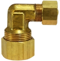18135 by Midland | Compression Fitting | Forged Reducing | 3/8" Tube OD x 1/4" Tube OD | 90° Elbow | Brass
