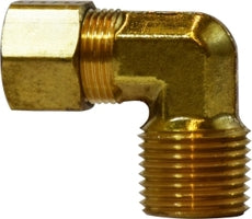 18223 by Midland | Compression Fitting | 3/16" Tube OD x 1/4" Male NPTF | 90° Elbow | Brass