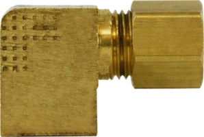 18253B by Midland | Compression Fitting | Barstock | 1/4" Tube OD x 1/8" Female NPTF | 90° Elbow | Brass
