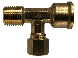 700076-0404 by Midland | Lead Free Compression Fitting | Compression Branch | 1/4" Female Pipe x 1/4" Male Pipe x 1/4" Tube OD | Tee | Brass | Replaces: 18315LF