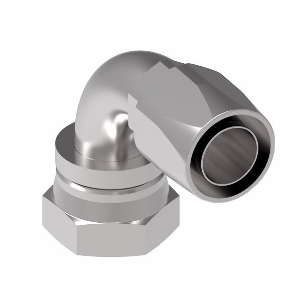 190261-20-24S Aeroquip by Danfoss | Female 37° JIC Swivel Short Drop 90° Elbow 100R5 Reusable Hose Fitting | -20 Female 37° JIC Swivel x -24 Reusable Hose End | Steel
