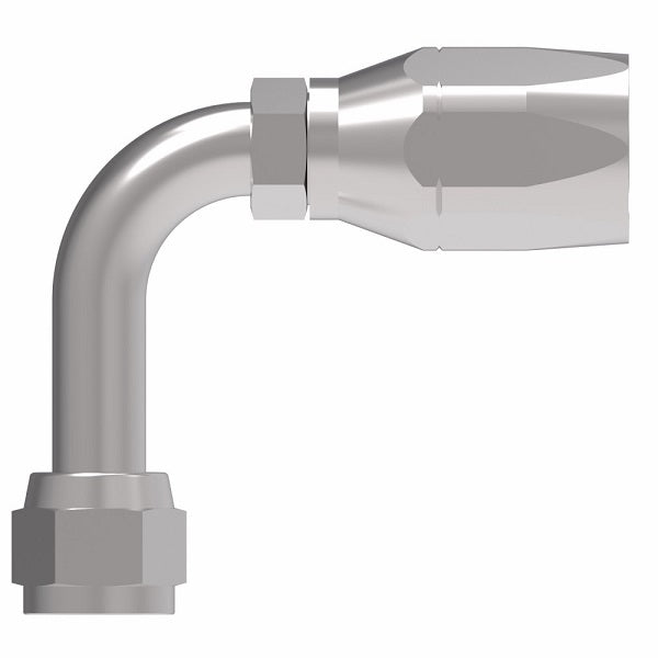 190263-8S Aeroquip by Danfoss | Female 37° JIC Swivel Long Drop 90° Elbow 100R2 Skive Style Reusable Hose Fitting | -08 Female 37° JIC Swivel x -08 Reusable Hose End | Steel