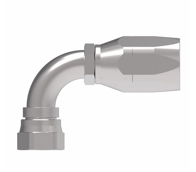 190264-16S Aeroquip by Danfoss | Female 37° JIC Swivel Short Drop 90° Elbow 100R2 Skive Style Reusable Hose Fitting | -16 Female 37° JIC Swivel x -16 Reusable Hose End | Steel