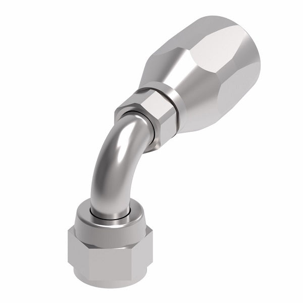 190264-8S Aeroquip by Danfoss | Female 37° JIC Swivel Short Drop 90° Elbow 100R2 Skive Style Reusable Hose Fitting | -08 Female 37° JIC Swivel x -08 Reusable Hose End | Steel