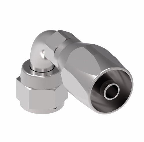 190302-12S Aeroquip by Danfoss | Female SAE 45° Swivel Short Drop 90° Elbow 100R5 Reusable Hose Fitting | -12 Female SAE 45° Swivel x -12 Reusable Hose End | Steel