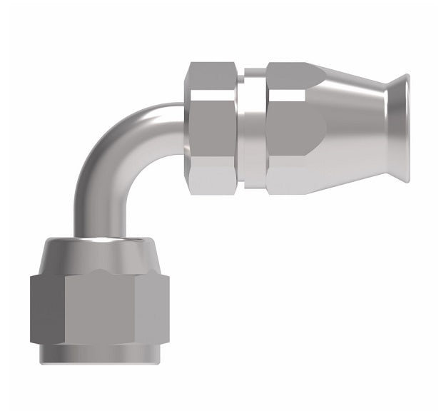 190772-6S Aeroquip by Danfoss | Female Universal 90° Elbow Super Gem PTFE Reusable Hose Fitting | -06 Female JIC (Also Couples w/ SAE 45° Flare) -06 Reusable Hose End | Steel