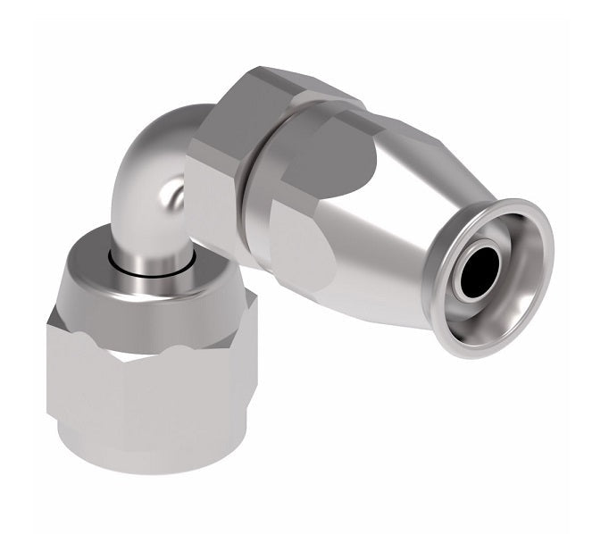 190772-4S Aeroquip by Danfoss | Female Universal 90° Elbow Super Gem PTFE Reusable Hose Fitting | -04 Female JIC (Also Couples w/ SAE 45° Flare) -04 Reusable Hose End | Steel