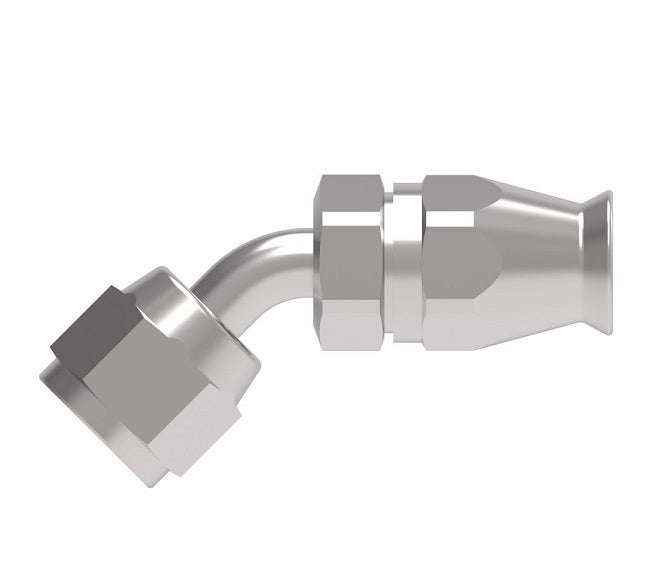 190773-8S Aeroquip by Danfoss | Female Universal 45° Elbow Super Gem PTFE Reusable Hose Fitting | -08 Female JIC (Also Couples w/ SAE 45° Flare) -08 Reusable Hose End | Steel