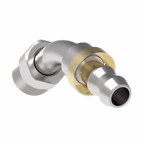 190944-4S Aeroquip by Danfoss | Male SAE Inverted Flare 45° Elbow Socketless Reusable Hose Fitting | -04 Male SAE Inverted Flare x -04 Push-On Hose Barb | Steel