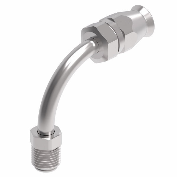 190950-6S Aeroquip by Danfoss | Male SAE Inverted Flare 90° Elbow Super Gem PTFE Reusable Hose Fitting | -06 Male SAE Inverted Flare x -06 Reusable Hose End | Steel
