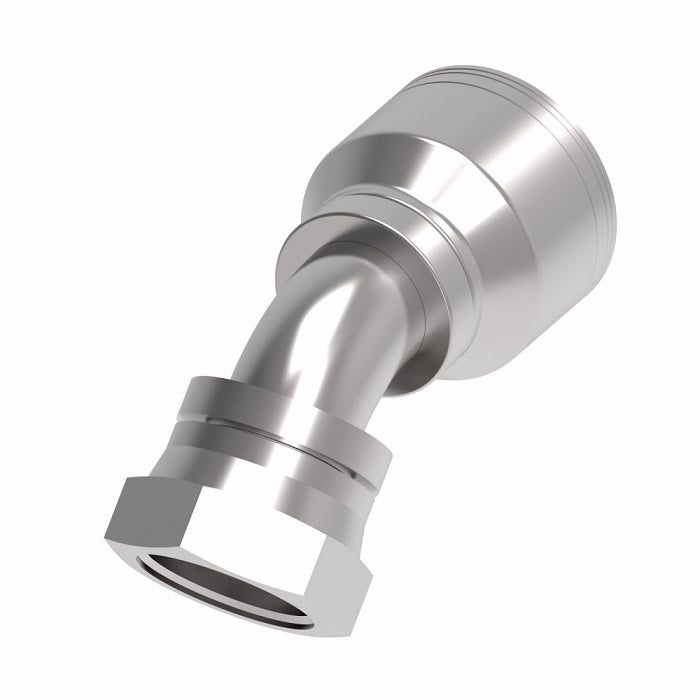 1AA20FJA20 Aeroquip by Danfoss | 1 & 2 Wire TTC Female JIC 37° Swivel 45° Elbow (FJA) Crimp Fitting | -20 Female JIC 37° Swivel x -20 Hose Barb | Steel