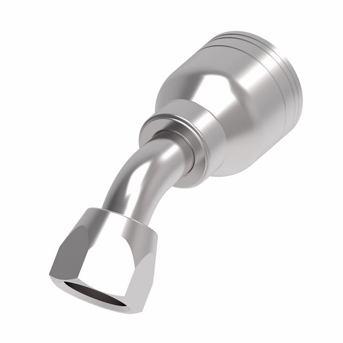 1AA8FJA8TZ Aeroquip by Danfoss | 1 & 2 Wire TTC Female JIC 37° Swivel 45° Elbow (FJA) Crimp Fitting | -08 Female JIC 37° Swivel x -08 Hose Barb | Zinc-Nickel Plated Steel