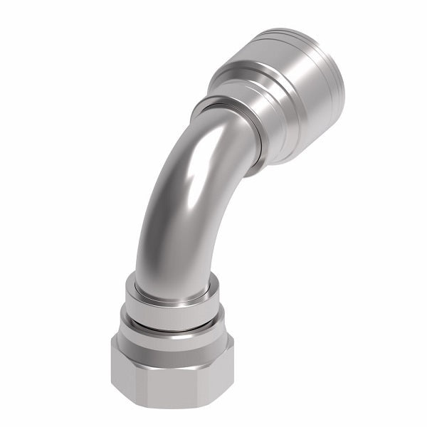 1AA20FJB16 Aeroquip by Danfoss | 1 & 2 Wire TTC Female JIC 37° Swivel 90° Elbow (FJB) Crimp Fitting | -20 Female JIC 37° Swivel x -16 Hose Barb | Steel