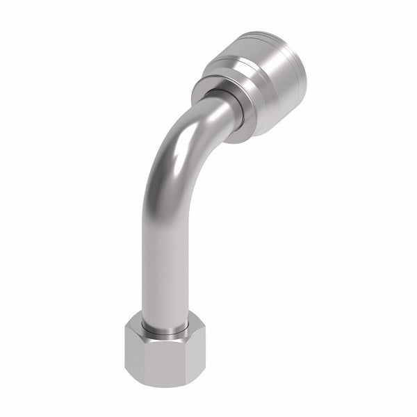 1AA16FJC16TZ Aeroquip by Danfoss | 1 & 2 Wire TTC Female JIC 37° Swivel 90° Long Drop Elbow (FJC) Crimp Fitting | -16 Female JIC 37° Swivel x -16 Hose Barb | Zinc-Nickel Plated Steel