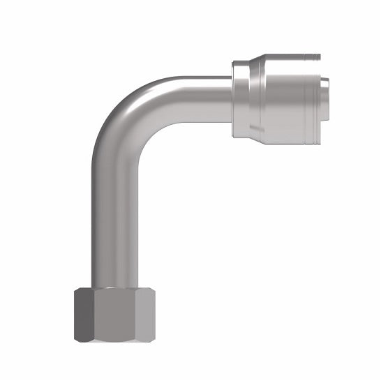 1AA16FJC16 Aeroquip by Danfoss | 1 & 2 Wire TTC Female JIC 37° Swivel 90° Long Drop Elbow (FJC) Crimp Fitting | -16 Female JIC 37° Swivel x -16 Hose Barb | Steel