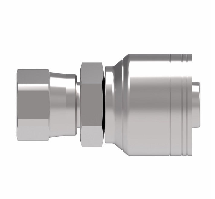 1AA8FJ8 Aeroquip by Danfoss | 1 & 2 Wire TTC Female JIC 37° Swivel (FJ) Crimp Fitting | -08 Female JIC 37° Swivel x -08 Hose Barb | Steel