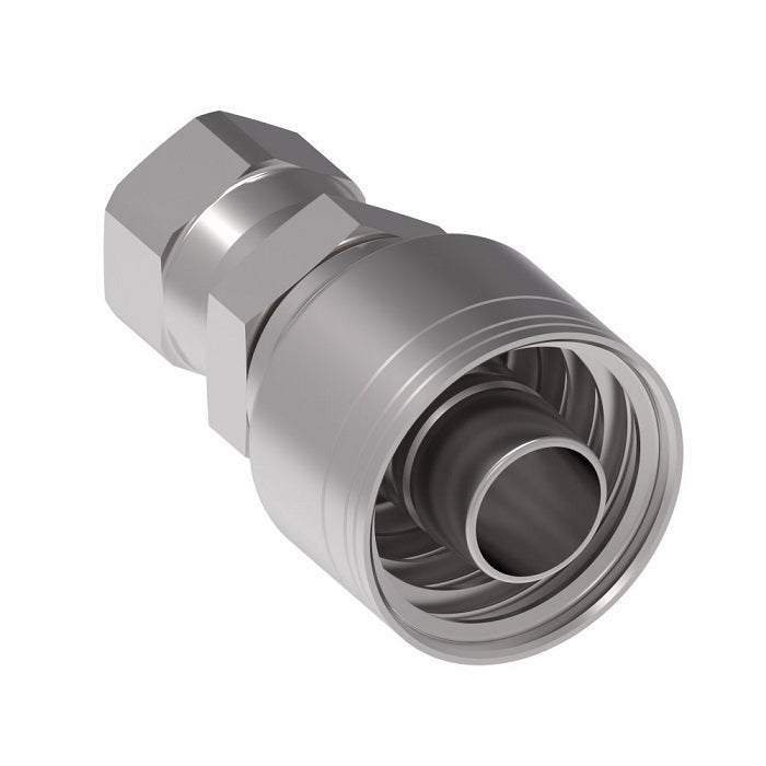 1AA4FJ4 Aeroquip by Danfoss | 1 & 2 Wire TTC Female JIC 37° Swivel (FJ) Crimp Fitting | -04 Female JIC 37° Swivel x -04 Hose Barb | Steel