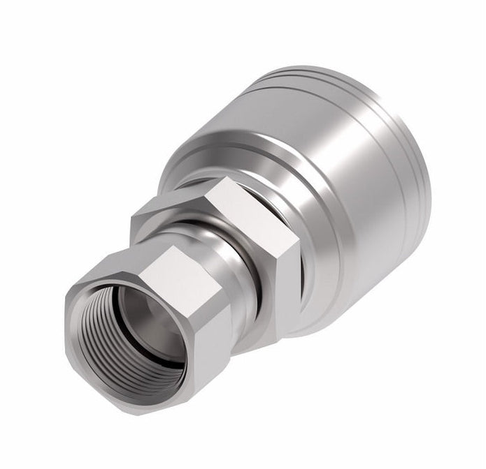 1AA12FJ6 Aeroquip by Danfoss | 1 & 2 Wire TTC Female JIC 37° Swivel (FJ) Crimp Fitting | -12 Female JIC 37° Swivel x -06 Hose Barb | Steel