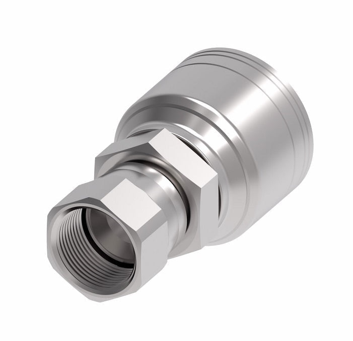 1AA4FJ4 Aeroquip by Danfoss | 1 & 2 Wire TTC Female JIC 37° Swivel (FJ) Crimp Fitting | -04 Female JIC 37° Swivel x -04 Hose Barb | Steel