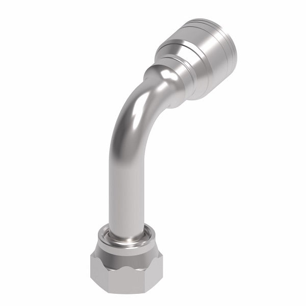 1AA10FRC8 Aeroquip by Danfoss | 1 & 2 Wire TTC Female ORS Swivel 90° Long Drop Elbow (FRC) Crimp Fitting | -10 Female O-Ring Face Seal Swivel x -08 Hose Barb | Steel