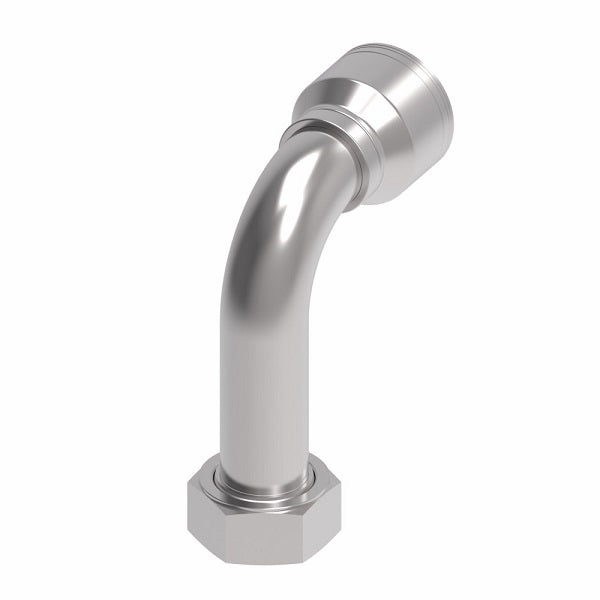 1AA24FRC20 Aeroquip by Danfoss | 1 & 2 Wire TTC Female ORS Swivel 90° Long Drop Elbow (FRC) Crimp Fitting | -24 Female O-Ring Face Seal Swivel x -20 Hose Barb | Steel