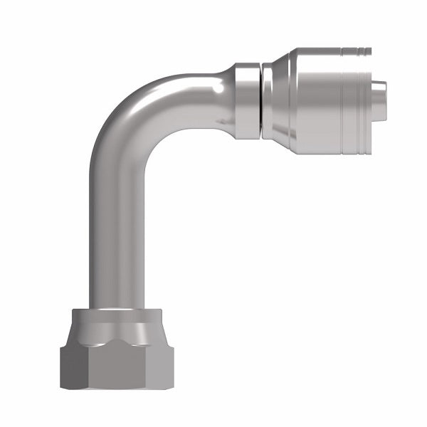 1AA16FRC12 Aeroquip by Danfoss | 1 & 2 Wire TTC Female ORS Swivel 90° Long Drop Elbow (FRC) Crimp Fitting | -16 Female O-Ring Face Seal Swivel x -12 Hose Barb | Steel