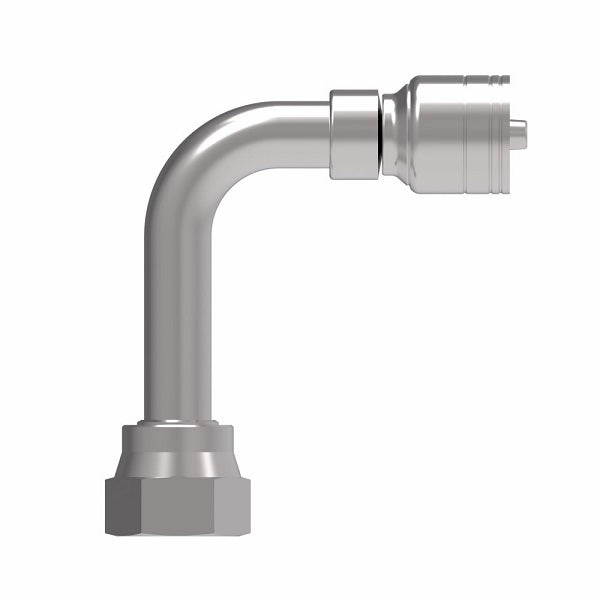 1AA8FRC4 Aeroquip by Danfoss | 1 & 2 Wire TTC Female ORS Swivel 90° Long Drop Elbow (FRC) Crimp Fitting | -08 Female O-Ring Face Seal Swivel x -04 Hose Barb | Steel