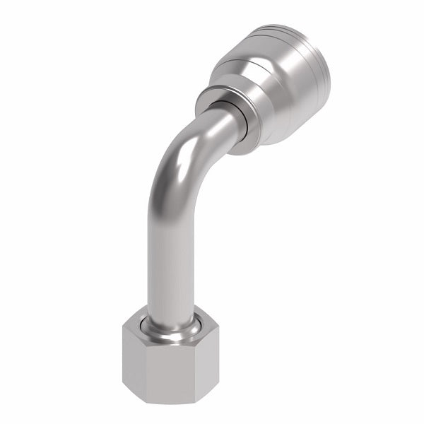 1AA16FRC16 Aeroquip by Danfoss | 1 & 2 Wire TTC Female ORS Swivel 90° Long Drop Elbow (FRC) Crimp Fitting | -16 Female O-Ring Face Seal Swivel x -16 Hose Barb | Steel