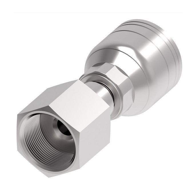 1AA12FR8 Aeroquip by Danfoss | 1 & 2 Wire TTC Female ORS Swivel (FR) Crimp Fitting | -12 Female O-Ring Face Seal Swivel x -08 Hose Barb | Steel