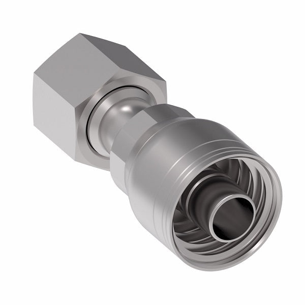 1AA16FR16TZ Aeroquip by Danfoss | 1 & 2 Wire TTC Female ORS Swivel (FR) Crimp Fitting | -16 Female O-Ring Face Seal Swivel x -16 Hose Barb | Zinc-Nickel Plated Steel