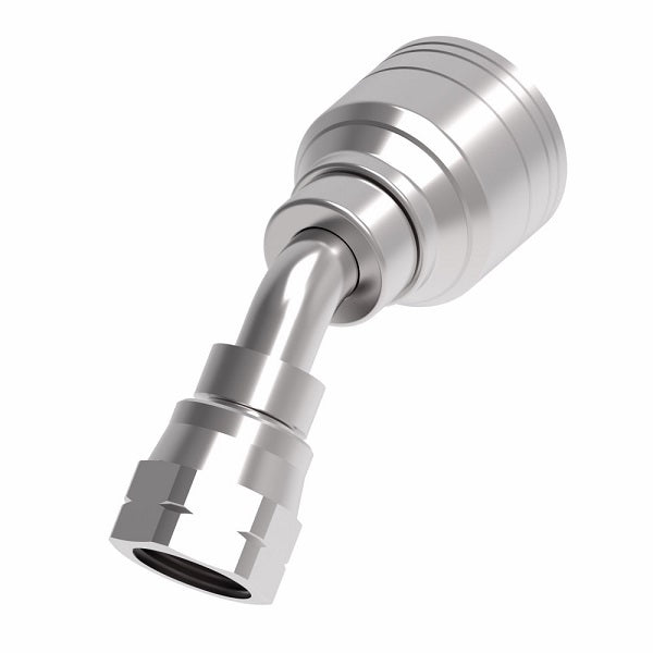1AA6FSA6 Aeroquip by Danfoss | Female SAE 45° Swivel 45° Tube Elbow (FSA) TTC Crimp Fitting | -06 Female SAE 45° Swivel x -06 Hose Barb | Steel