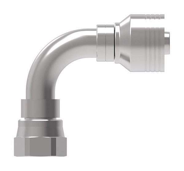 1AA6FSB6 Aeroquip by Danfoss | Female SAE 45° Swivel 90° Tube Elbow (FSB) TTC Crimp Fitting | -06 Female SAE 45° Swivel x -06 Hose Barb | Steel