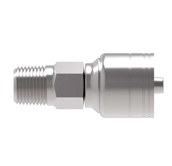 1AA4MP4C Aeroquip by Danfoss | 1 & 2 Wire TTC Male Pipe Crimp Fitting (MP) | -04 Male Pipe x -04 Hose Barb | Stainless Steel