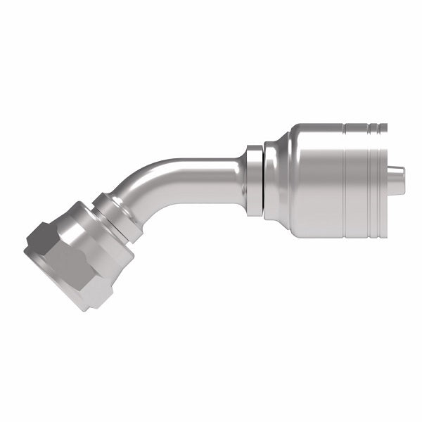1A4BFA4 Aeroquip by Danfoss | 1 & 2 Wire TTC JIS/BSPP Female Swivel 45° Elbow (BFA) Crimp Fitting | -04 Female BSPP Swivel x -04 Hose Barb | Steel