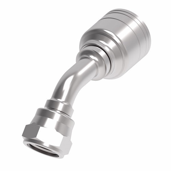1A10BFA10 Aeroquip by Danfoss | 1 & 2 Wire TTC JIS/BSPP Female Swivel 45° Elbow (BFA) Crimp Fitting | -10 Female BSPP Swivel x -10 Hose Barb | Steel