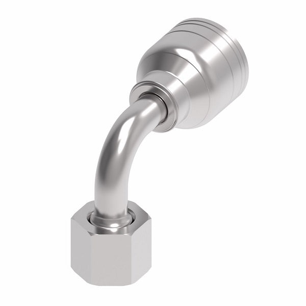1A6BFB6 Aeroquip by Danfoss | 1 & 2 Wire TTC JIS/BSPP Female Swivel 90° Elbow (BFB) Crimp Fitting | -06 Female BSPP Swivel x -06 Hose Barb | Steel