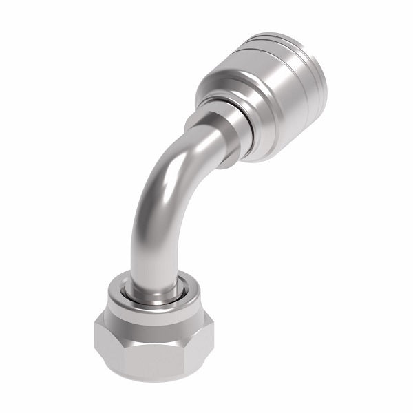 1A8BFB6 Aeroquip by Danfoss | 1 & 2 Wire TTC JIS/BSPP Female Swivel 90° Elbow (BFB) Crimp Fitting | -08 Female BSPP Swivel x -06 Hose Barb | Steel