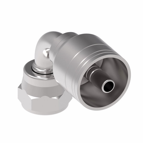 1A10BFB10 Aeroquip by Danfoss | 1 & 2 Wire TTC JIS/BSPP Female Swivel 90° Elbow (BFB) Crimp Fitting | -10 Female BSPP Swivel x -10 Hose Barb | Steel