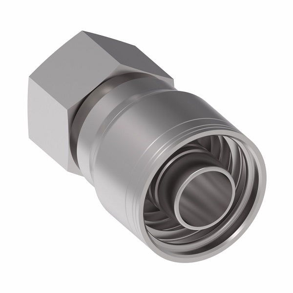 1A6BF6 Aeroquip by Danfoss | 1 & 2 Wire TTC JIS/BSPP Female Swivel (BF) Crimp Fitting | -06 Female BSPP Swivel x -06 Hose Barb | Steel
