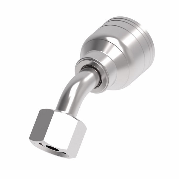 1A16DLA10 Aeroquip by Danfoss | 1 & 2 Wire TTC DKO Female Swivel, Light Duty, 45° Elbow (DLA) Crimp Fitting | L18 Female DKO/DIN x -10 Hose Barb | Steel