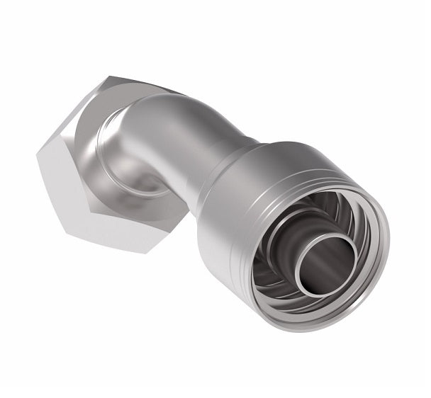 1A20DLA12 Aeroquip by Danfoss | 1 & 2 Wire TTC DKO Female Swivel, Light Duty, 45° Elbow (DLA) Crimp Fitting | L22 Female DKO/DIN x -12 Hose Barb | Steel