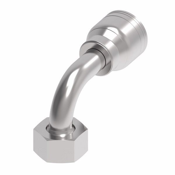 1A20DLB12 Aeroquip by Danfoss | 1 & 2 Wire TTC DKO Female Swivel, Light Duty, 90° Elbow (DLB) Crimp Fitting | L22 Female DKO/DIN x -12 Hose Barb | Steel