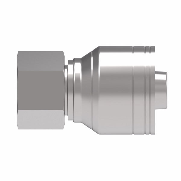 1A8DL6 Aeroquip by Danfoss | 1 & 2 Wire TTC DKO Female Swivel, Light Duty (DL) Crimp Fitting | L10 Female DKO/DIN x -06 Hose Barb | Steel