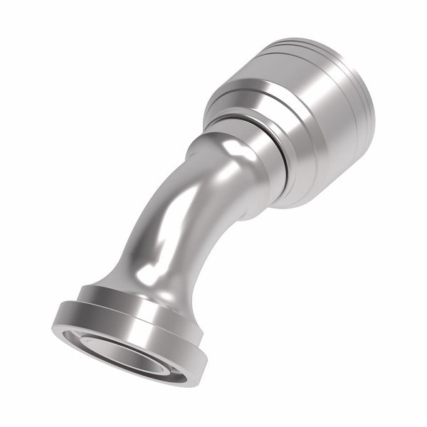 1A8FLA8 Aeroquip by Danfoss | 1 & 2 Wire TTC SAE Code 61 Split Flange 45° Elbow (FLA) Crimp Fitting | -08 Code 61 Split Flange x -08 Hose Barb | Steel